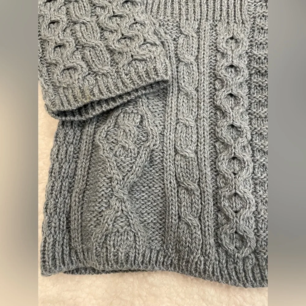 Aran Sweater Market blue cabled cardigan - Picture 2 of 14